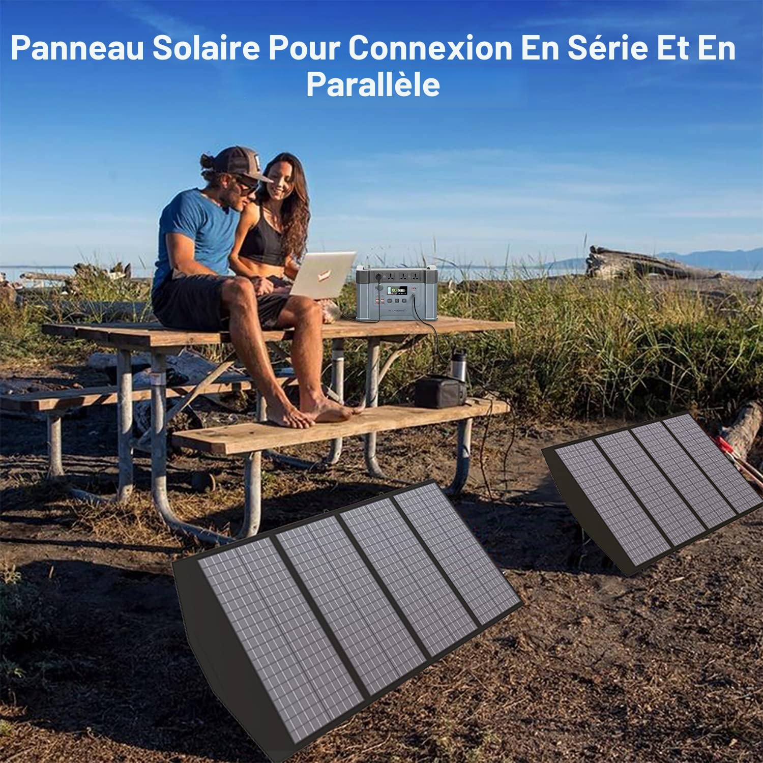 ALLPOWERS Panneau solaire pliable de 120 W - Kit de chargement solaire pour camping - Station de recharge rapide - Alimentation de secours pour tablette