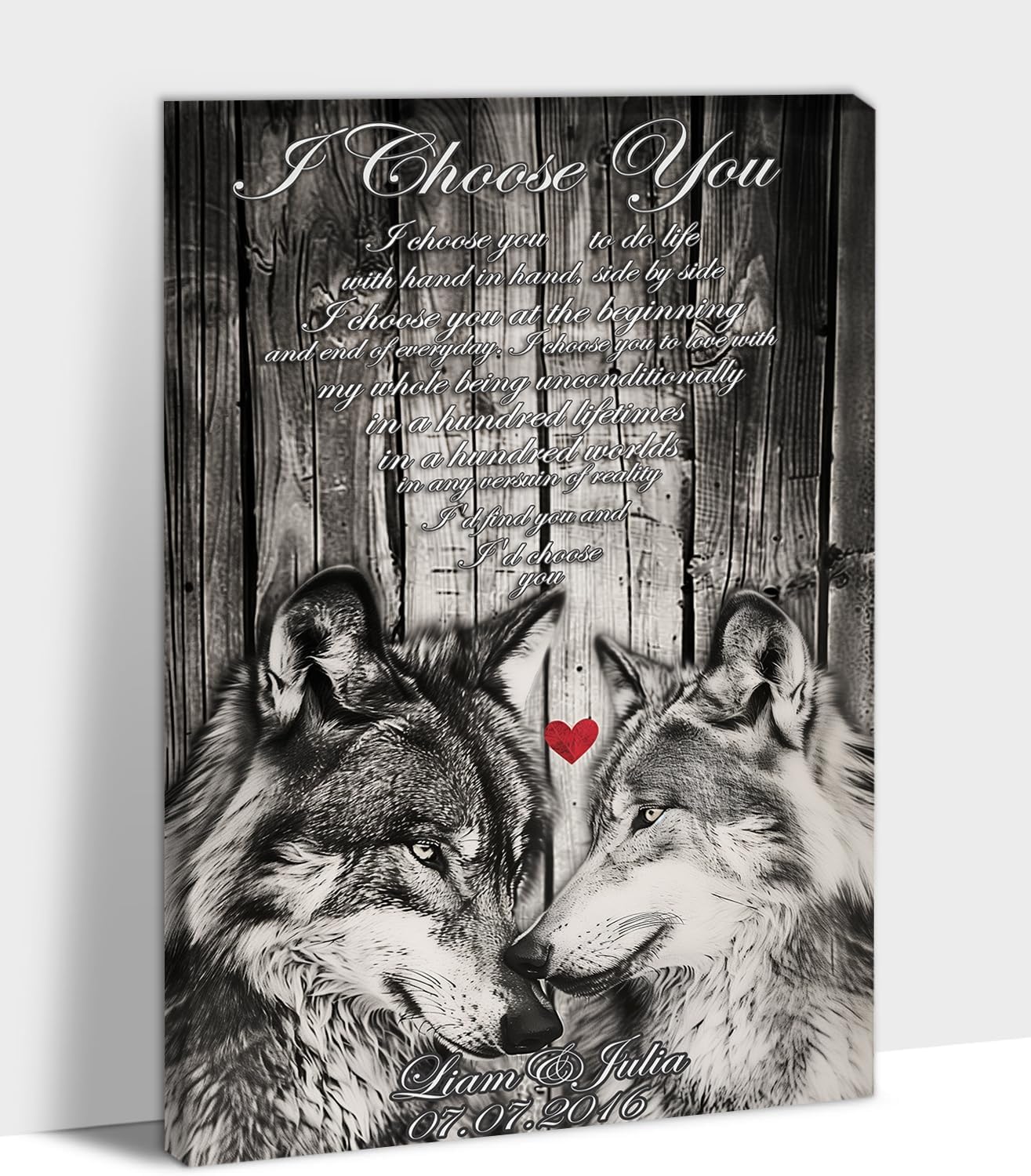 ANRUOXI The Tale of Two Wolves Wall Art Canvas Framed - Motivational Quotes Wolf Pictures Wall Decor for Bedroom, Black and White Wolf Wall Art Canvas Print Ready To Hang 18x24inches