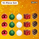 Toyshine 15Pc Decorative Christmas Ornament Combo Pack Balls Pinecones and Gift Boxes Hanging Décor for Xmas Tree Home and Party Celebration gallery image