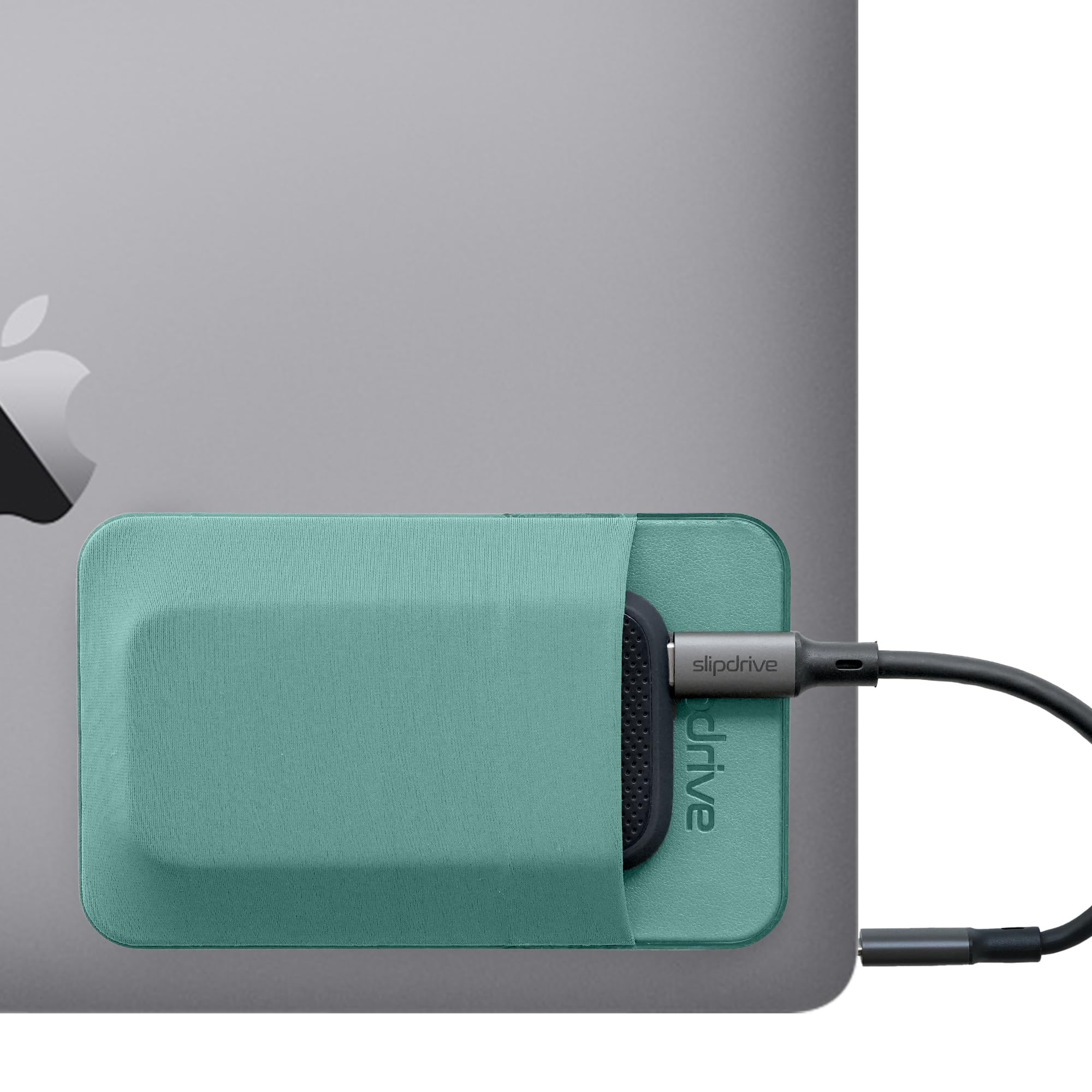 Slipdrive - Portable Hard Drive Sleeve for Laptop - SSD Solid State Drive - Reusable Adhesive - 5” x 3.2” Stick on External Hard Drive Carrying Case -