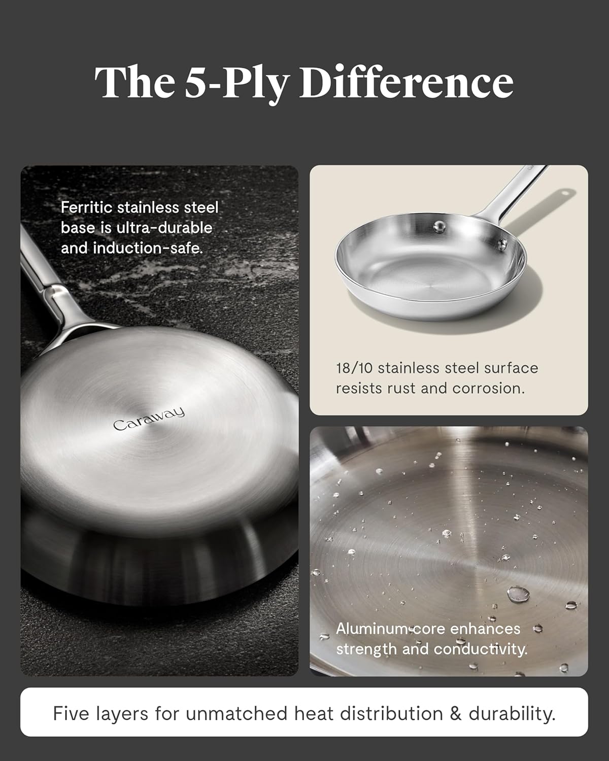 Caraway Stainless Steel Mini Fry Pan - 8 Inch Stainless Steel Frying Pan – Oven Safe & Compatible with All Stovetops – Non Toxic, PTFE & PFOA Free - Image 5