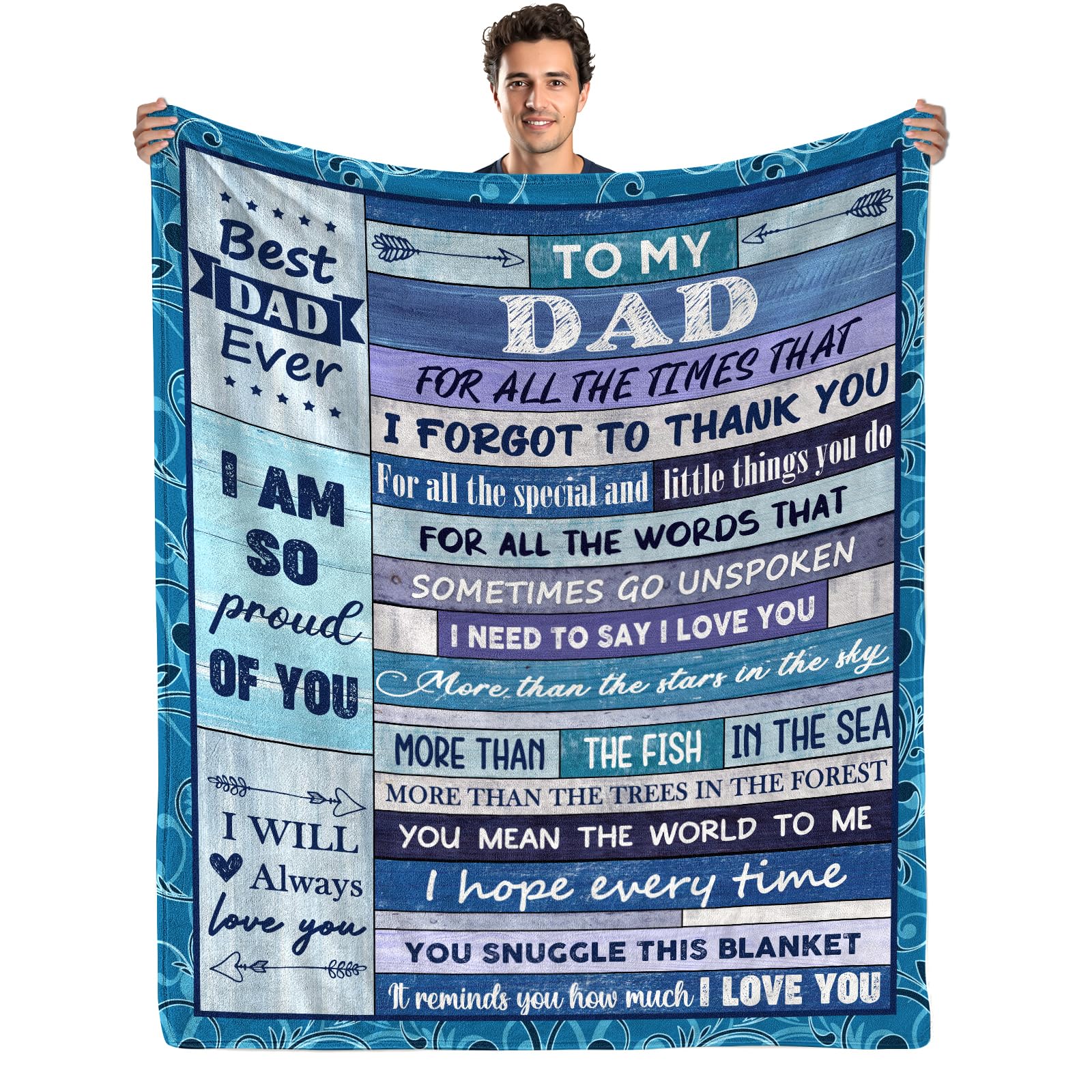 AJIIUSV Dad Gifts from Daughter Fathers Day Blanket Gifts from Son Throw Blanket to Dad Birthday Gifts for Christmas Thanksgiving Gifts Blankets 50"x60"