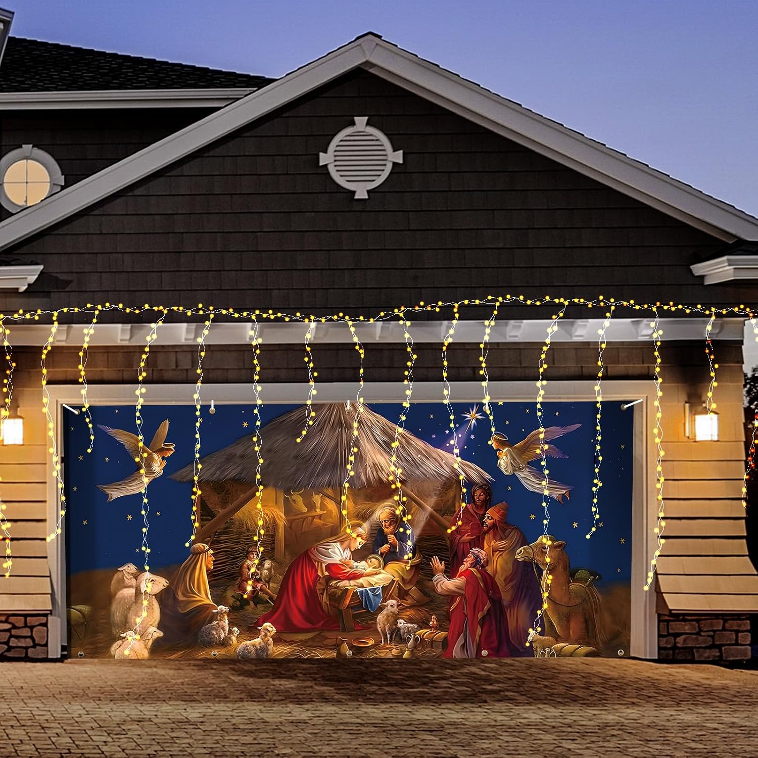 Wesiti Christmas Nativity Garage Cover Door Decorations 6 x 13 ft image 2