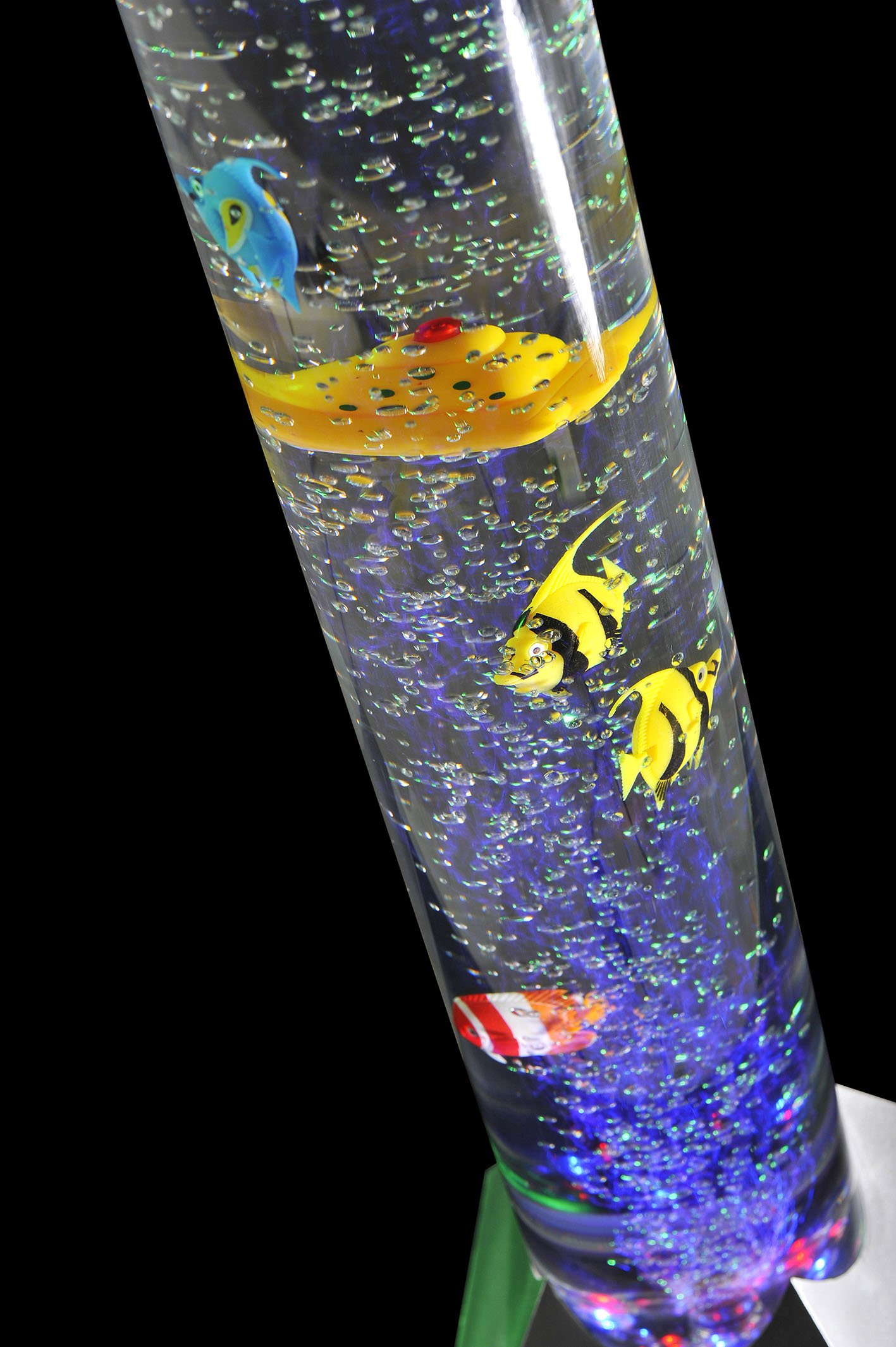 LeuchtenDirekt LED Wassersäule 120cm RGB-Farbwechsel Sprudelsäule Fische | bedienbar über Schnurschalter, Kinderzimmer-Leuchte, inkl. Fische, stahlfarben