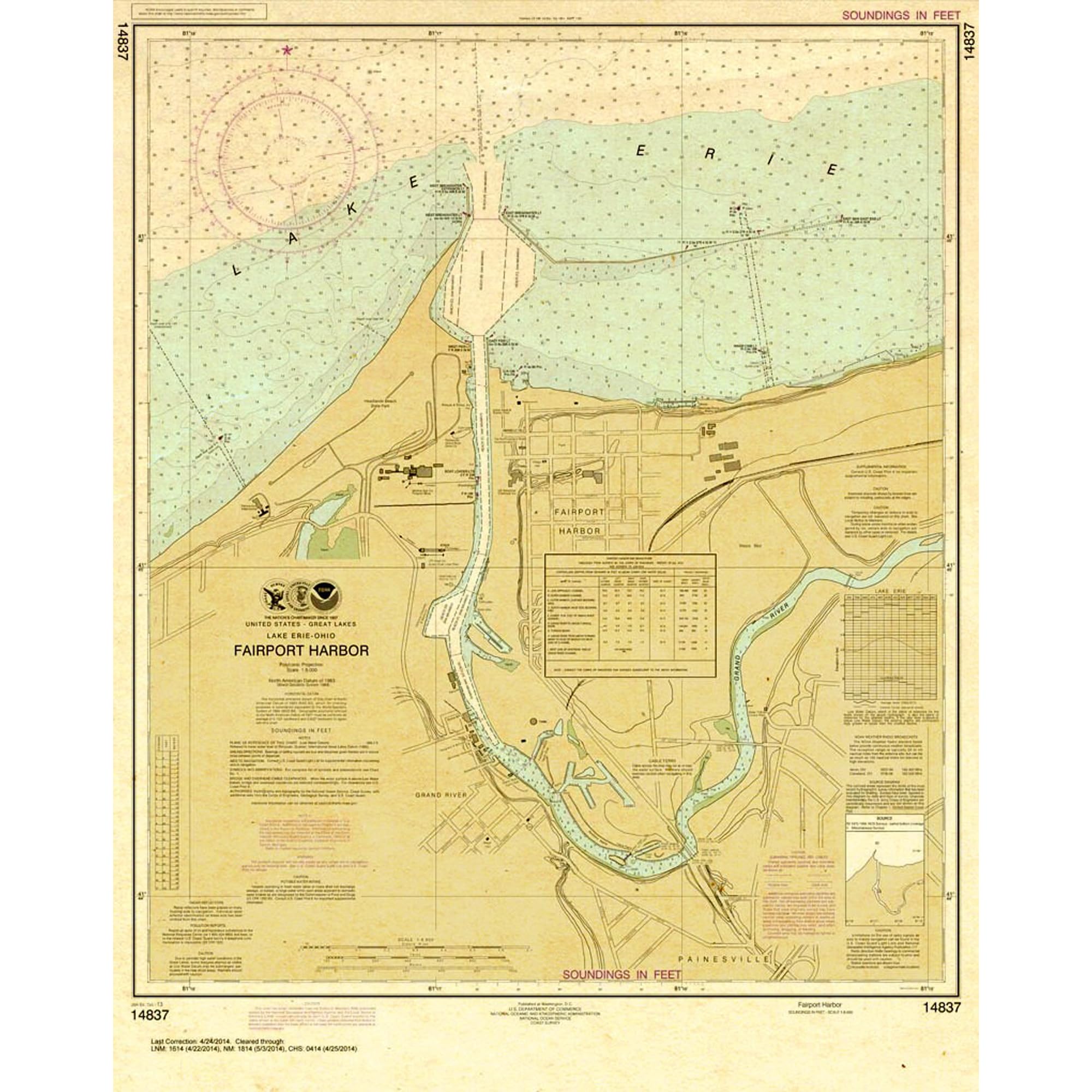Paradise Cay Publicatoins, Inc. Historical NOAA Chart 14837: Fairport Harbor - Print on Demand - Historic Version or Updated NCC