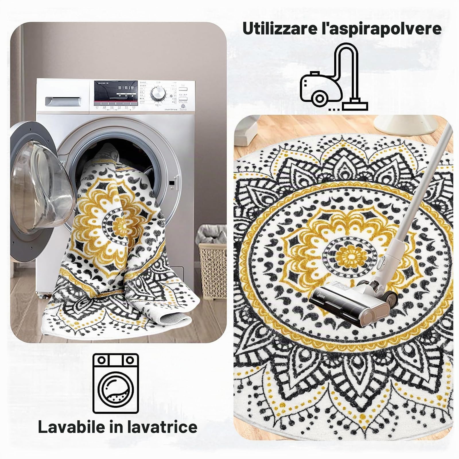 Pauwer Tappeto Salotto Rotondo Pelo Corto 160 cm, Ultra Morbido Grande Tappeto Camera da Letto Antiscivolo Tappeto Soggiorno Lavabile in Lavatrice Tappeti Salotto Bobo Decorazione Carpet per la Casa