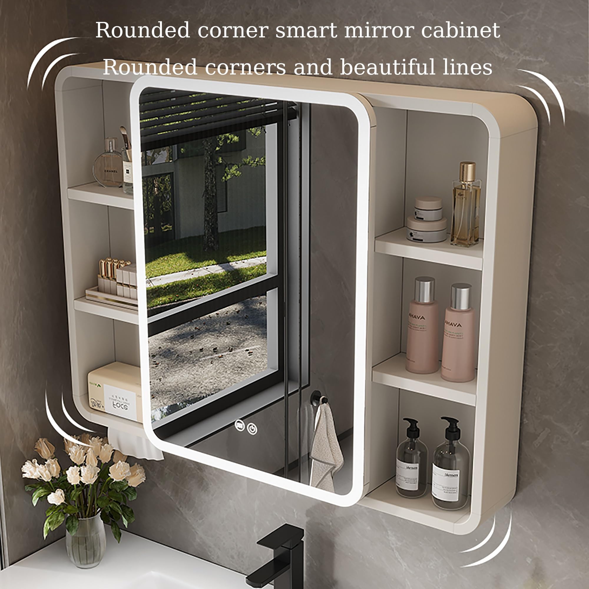 Specchio bagno con luce e armadietto, mobile bagno con specchio, for bagno Specchio for bagno con contenitore Mobiletto da parete moderno for bagno con specchio, Mobiletto da parete for bagno con LED(