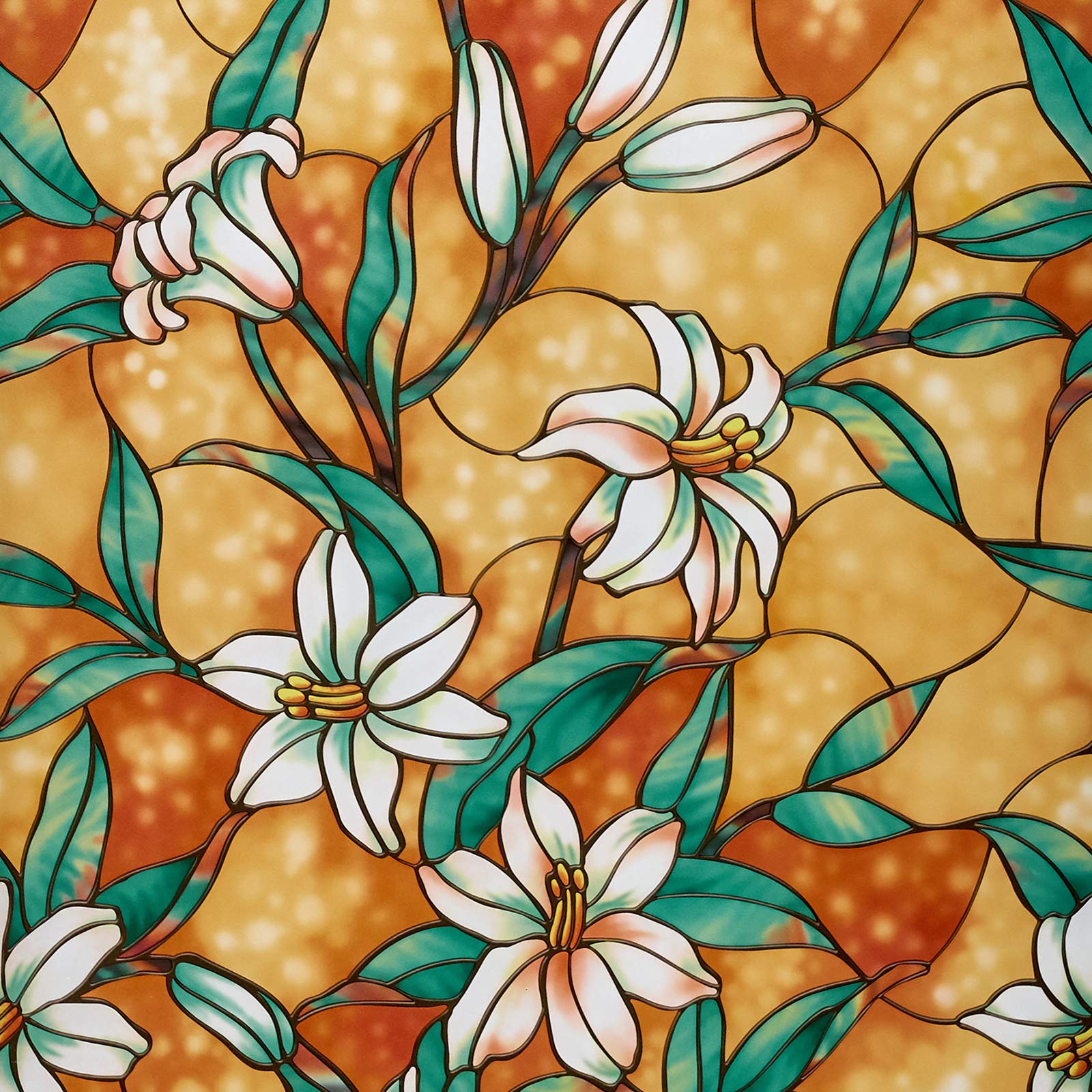 Coavas Window Film Privacy Stained Glass Static Cling Glass Film Non-Adhesive Frosted Decorative Window Decal for Home 47.2" x 157.5"