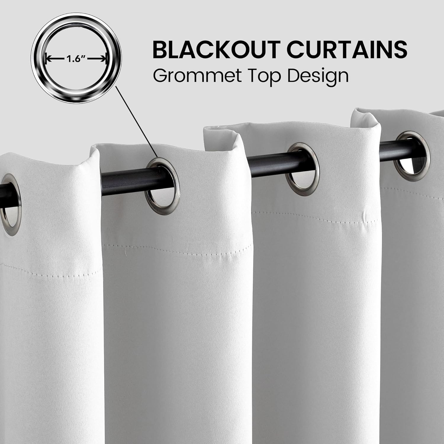 Extra Long Curtains, 144inch Grommet High Ceiling Long Blackout Curtain Drapes for Living Room,Bed Room(1 Panel, White, 52"x144")