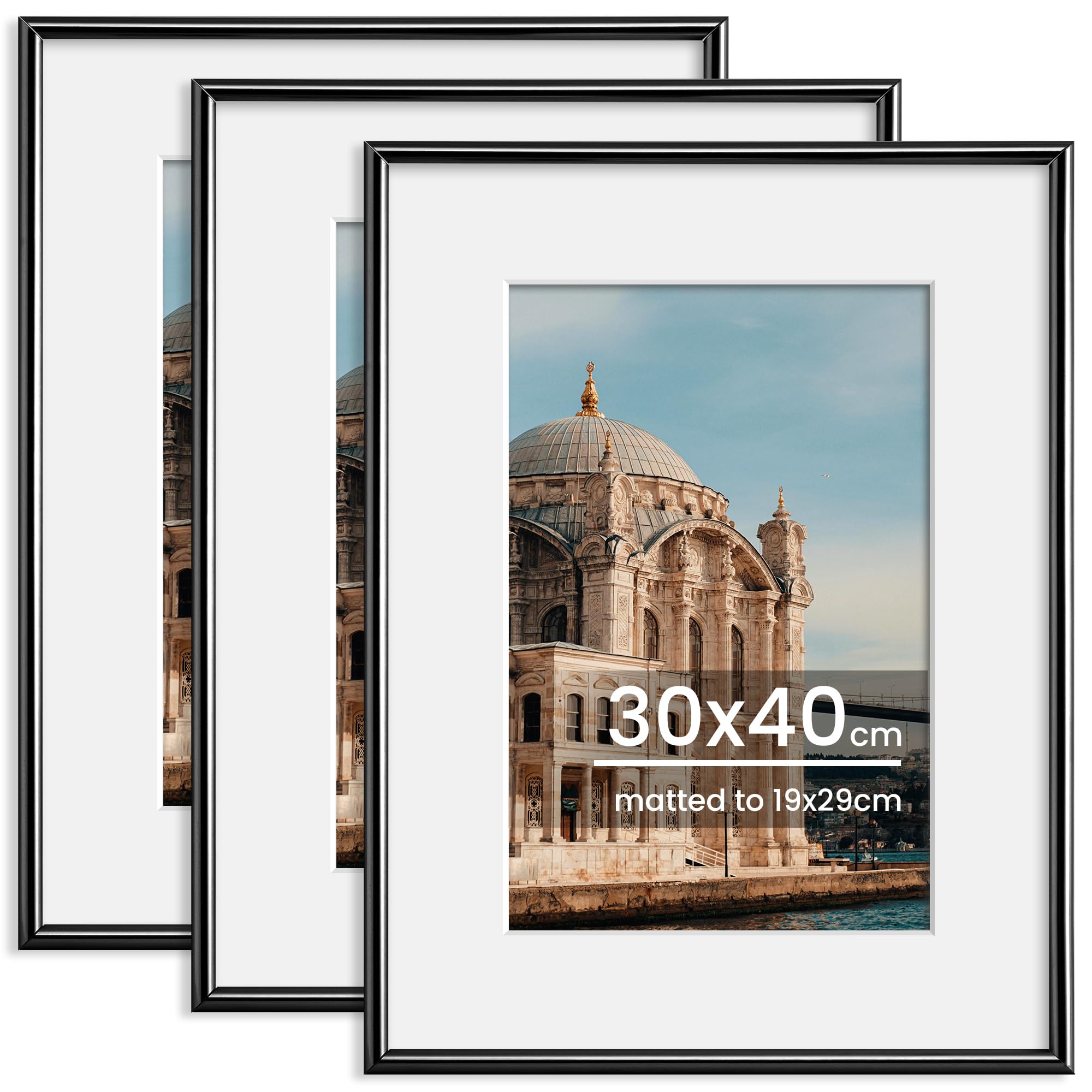 Cadres photo 30 x 40 cm FLYJOE noir lot de 3 pour mur vide