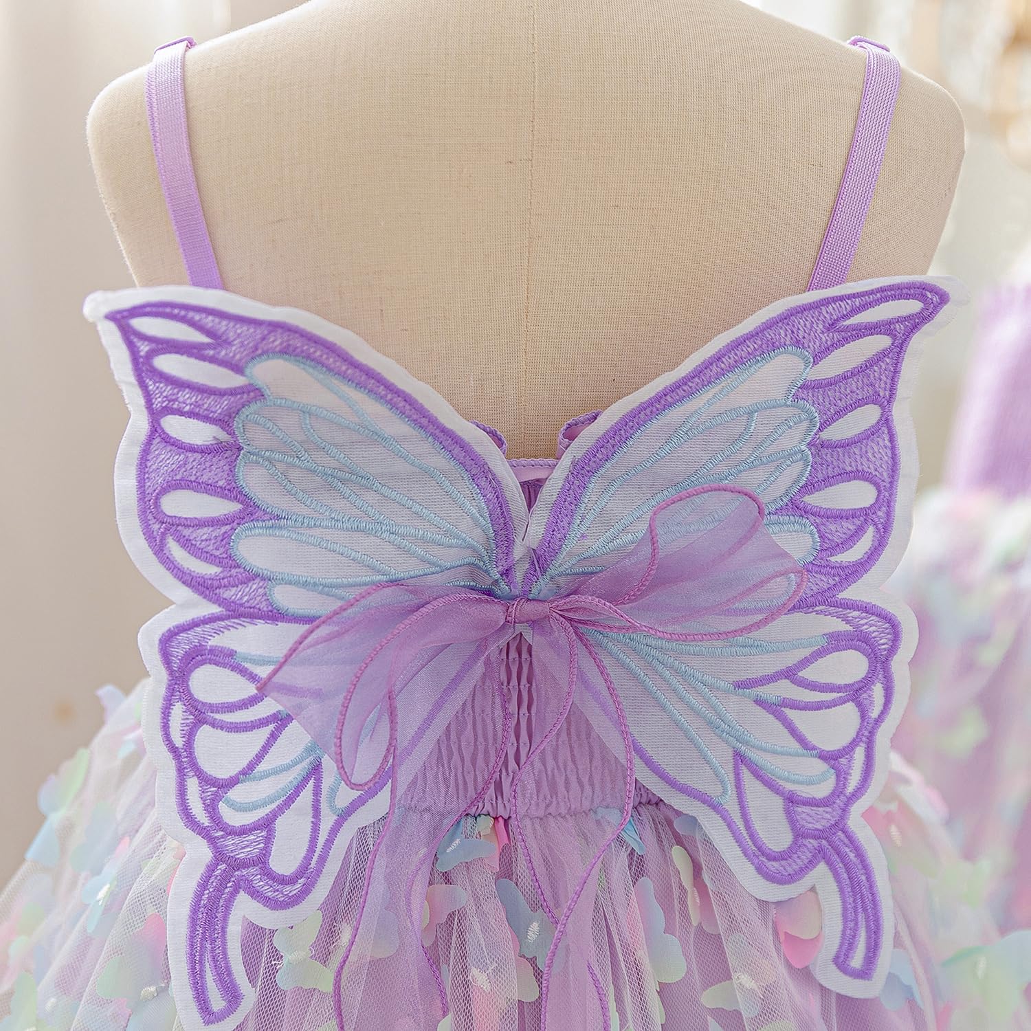 NNJXD Robe en tulle arc-en-ciel pour bébé fille - Fée papillon - Pour fête d'anniversaire