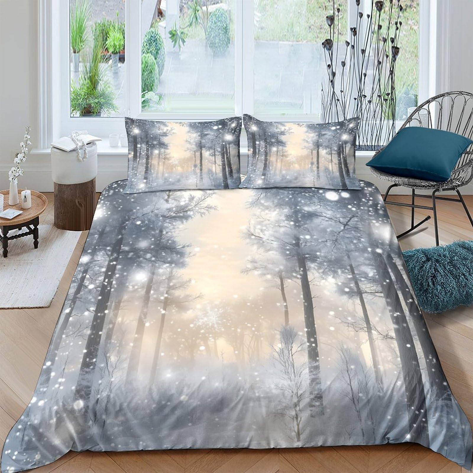Ctjqhvkz Style-6 3D Printed Misty Forest Fitted Sheet Microfiber Soft Woodland Path Mattress Cover For Bedroom Guest Room Decor Single（135X200cm）
