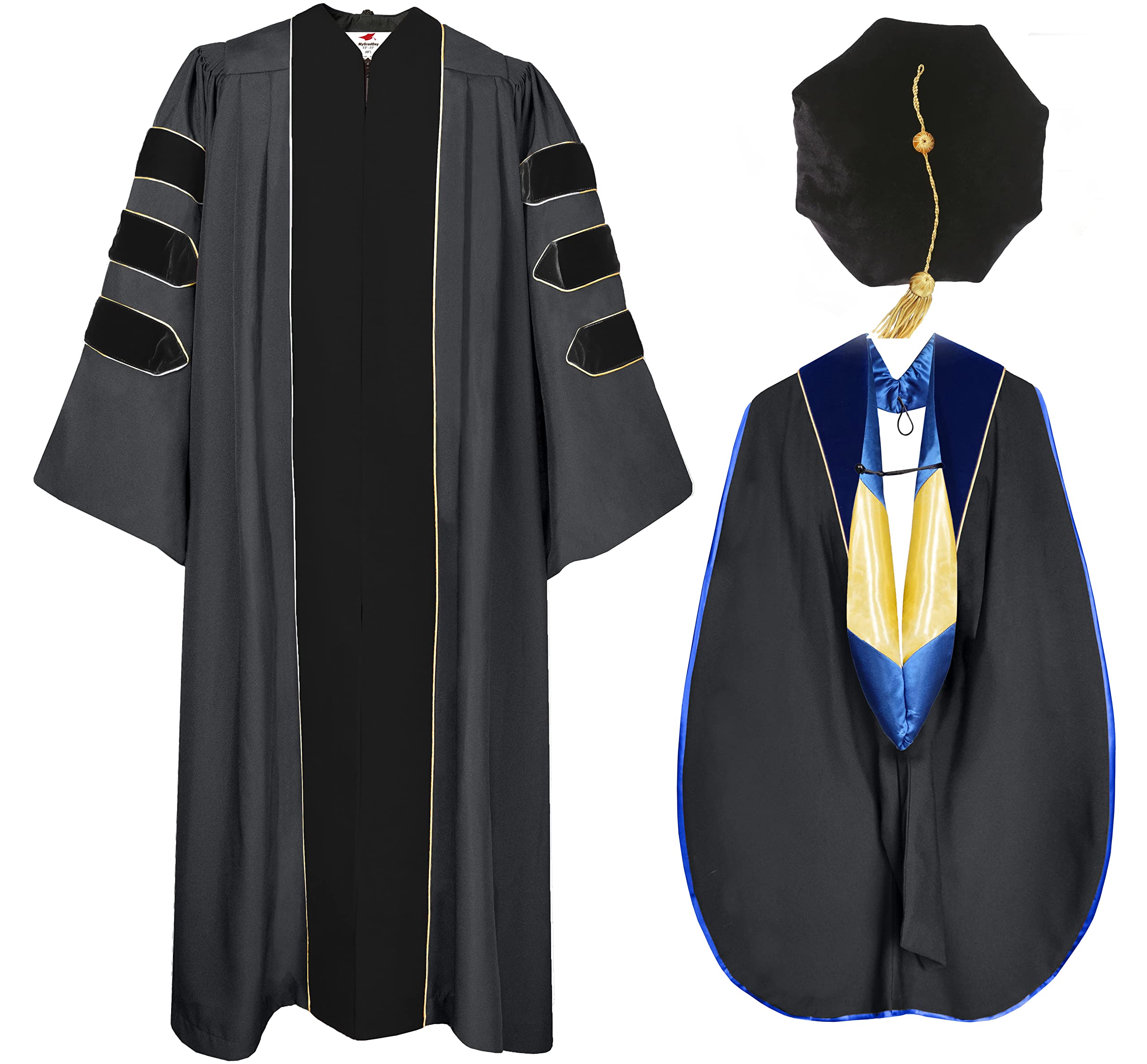 MyGradDay Deluxe Graduation Doctoral Gown Hood Tam