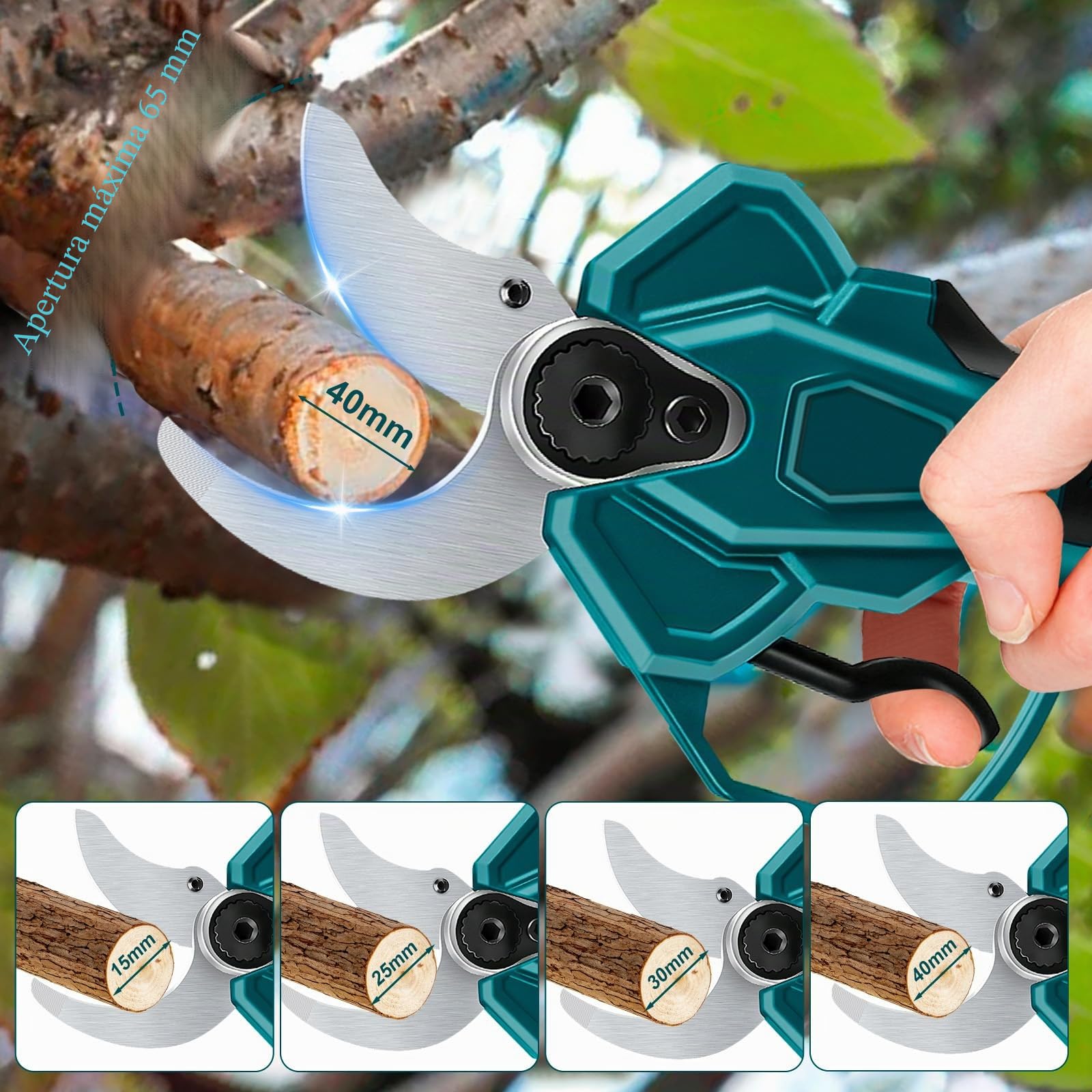 Tijeras Eléctricas Inalámbricas de Podar Compatibles con Makita 18 V | 65 mm tijeras de podar Motor sin Escobillas, Sierra con Batería LCD para Árboles Frutales (sin batería)