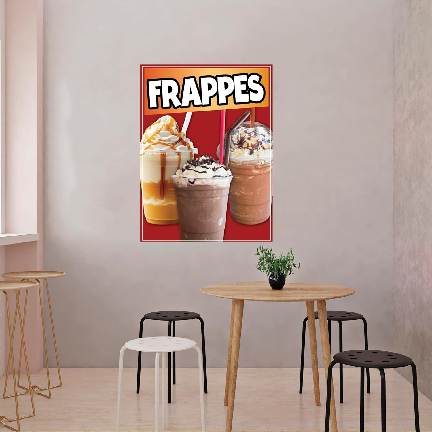Frappes Window Sticker Food Truck Concession Vinyl Restaurant Food Sign Frappuccino Iced Coffee Restaurant Poster (24" x 18")