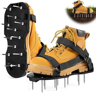 Alltope Lawn Aerator Shoes for Grass, Spike Shoes with Adjustable Magic Stickers, One Size Fits All Lawn Aerating Sandals, Heavy Duty Spiked Sandals Shoes Aerator Lawn Tool for Yard Garden (Black)