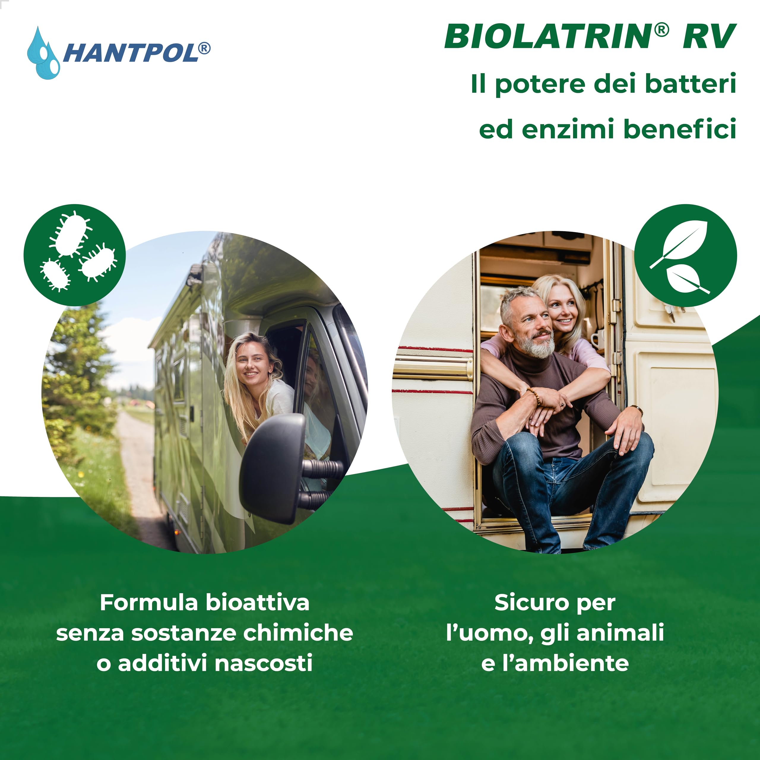 Liquido microbiologico - Detergente per serbatoio d'acqua per camper - per serbatoi neri e grigi - elimina i cattivi odori da docce, lavandini e scarichi nei camper.