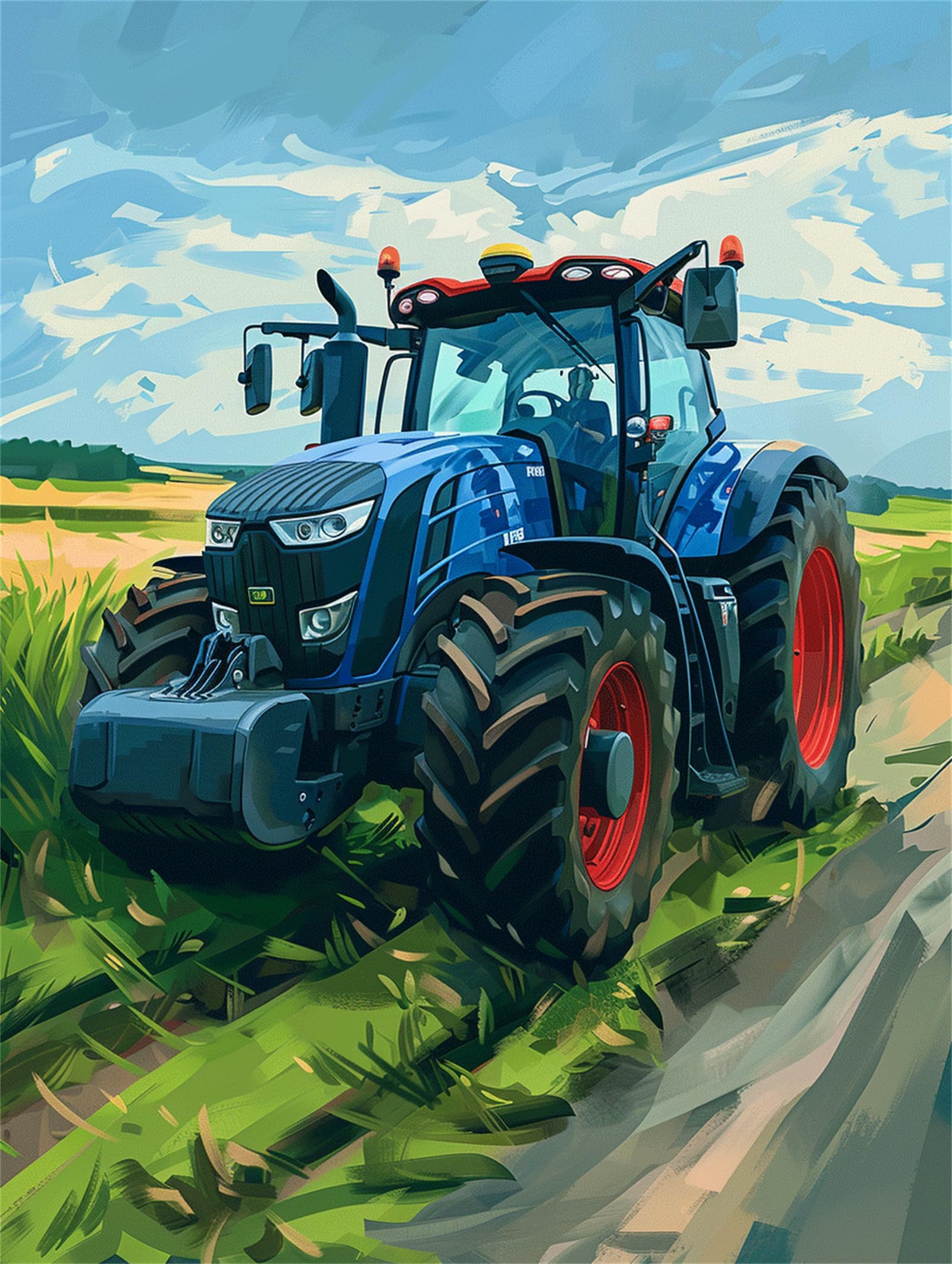 Meiaiao Women's Paint By Numbers For Adults Field, Tractor Paint By Numbers Kits For Children Beginners With Paintbrushes Acrylic Pigment Drawing, Diy Oil Painting By Numbers Art Crafts For Gifts 24X30 Inch