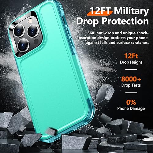 Miniatura 3 de Red2Fire Funda para iPhone 14 Pro Max, con 2 lentes de vidrio templado y protector de pantalla [grado militar a prueba de golpes] Funda resistente