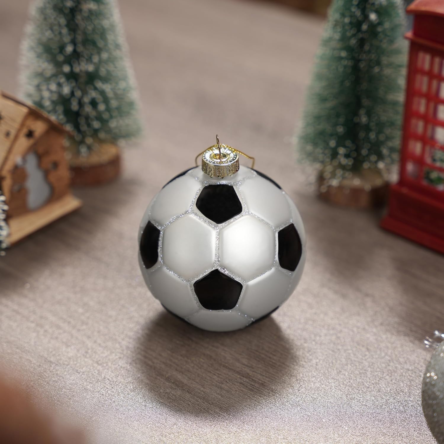 JOIEDOMI Soccer Ball Sports Blown Glass Small Funny Mini Christmas Ornaments for Tree Hanging Ornament Christmas Decorations Indoor Football, Xmas Party Favors Presents - Image 9