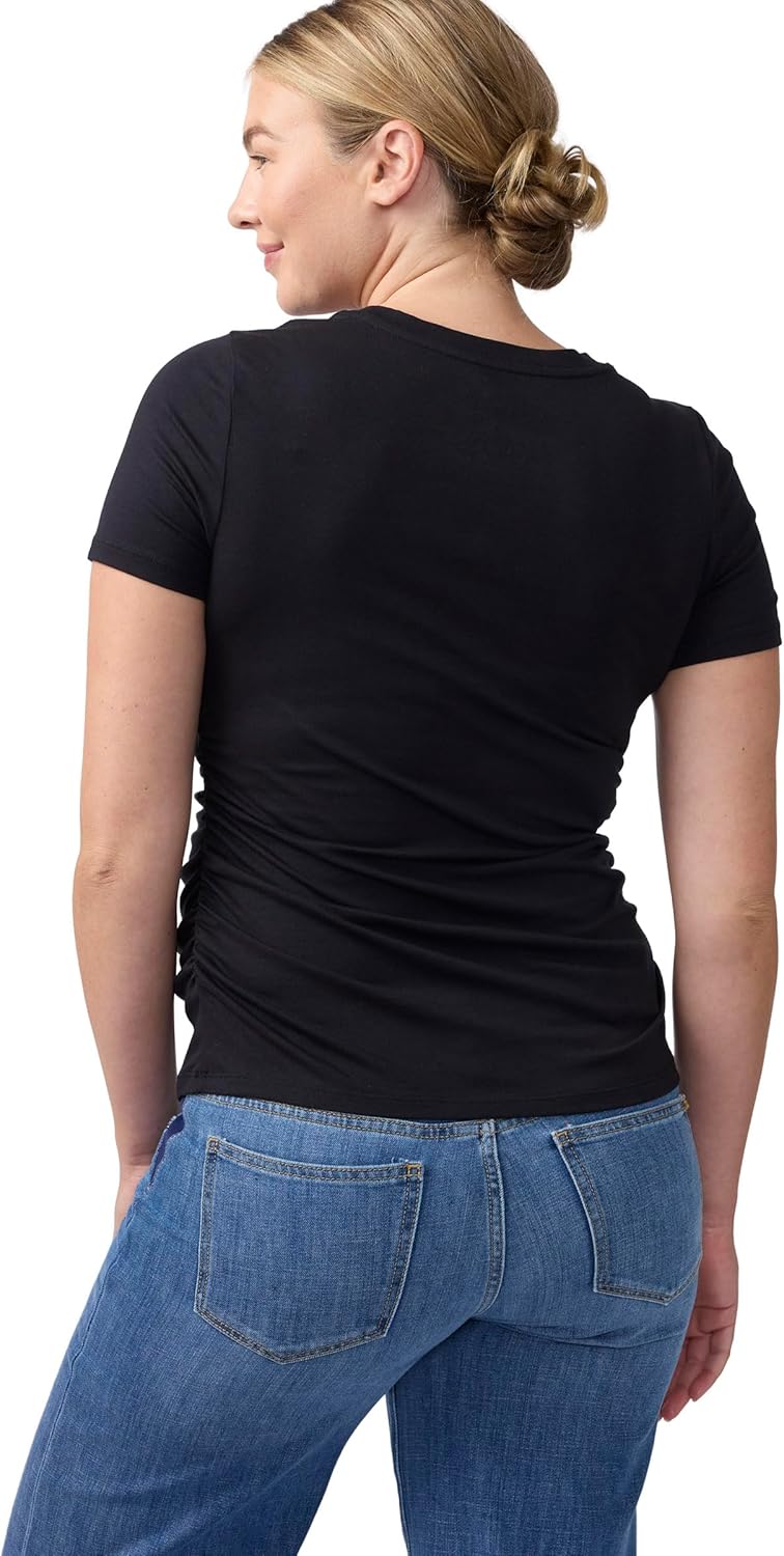 Ingrid & Isabel Everyday Maternity T-Shirt - Soft Stretch Short Sleeve Pregnancy Top with Side Ruching Fit for All Trimesters