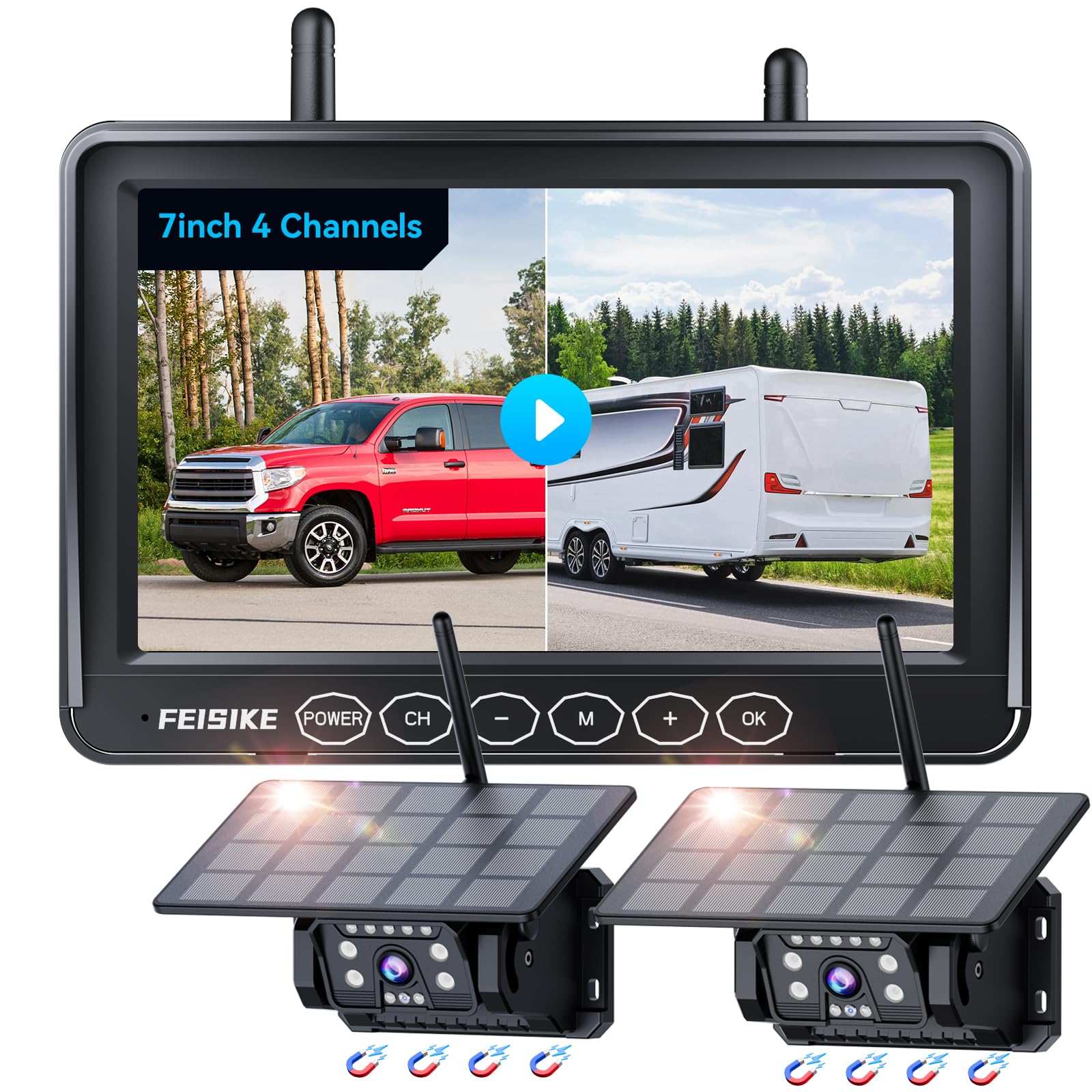 FEISIKE Dual Magnetic Solar Backup Camera