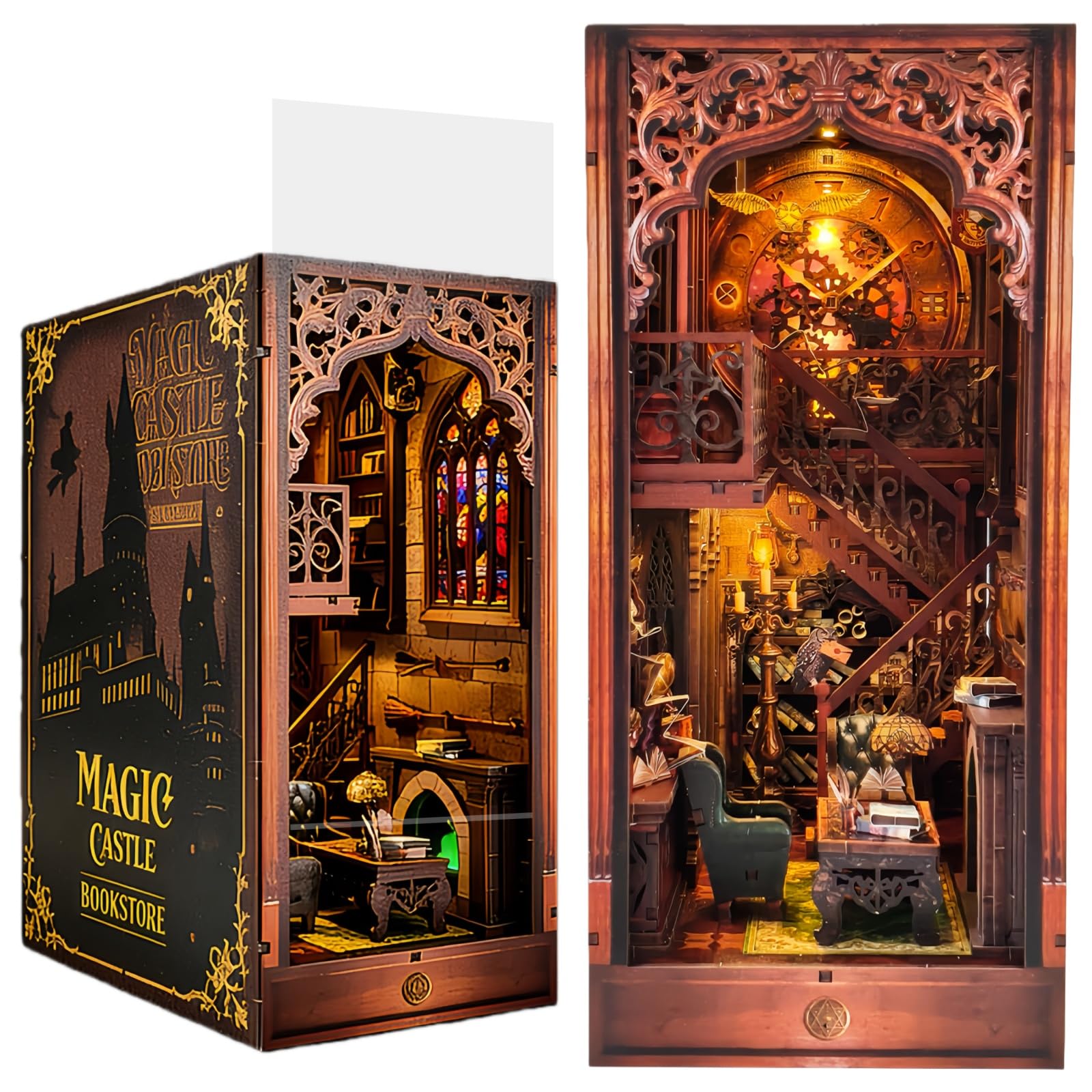KingStora Magic Castle Bookstore Book Nook, kit fai da te - Diorama in miniatura per biblioteca gotica, modellino artistico per adulti