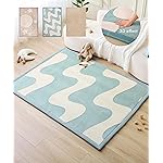 Hakuna Matte CloudRise Baby Play Mat for Floor 60 x 80 Waves - Coral Velvet Memory Foam Rug for Crawling & Cozy Play - Non-Slip, Water-Resistant, Easy-CareTummy Time Mat, Playmat for Playpen
