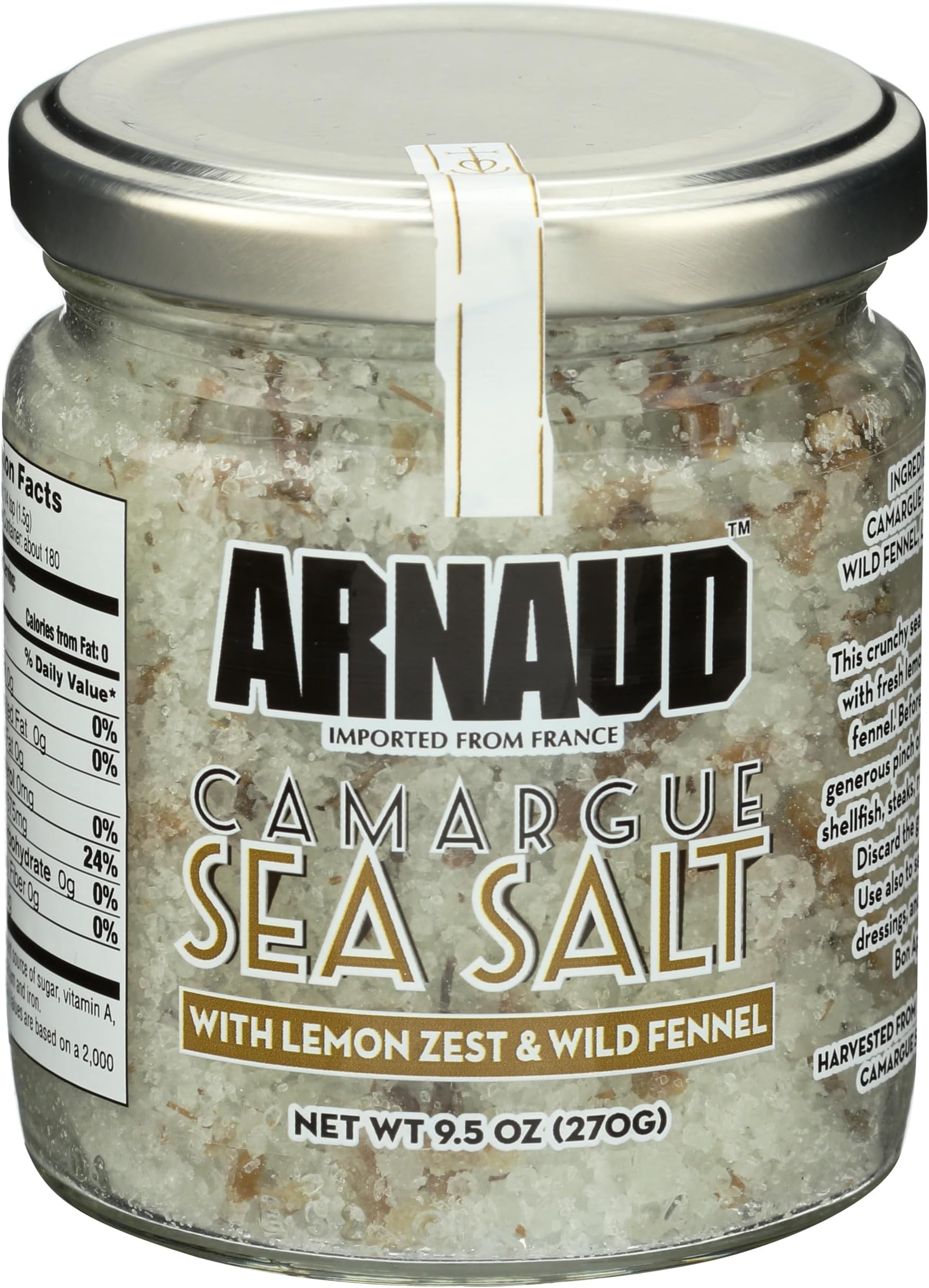Arnaud Camargue Sea Salt with Lemon Zest and Wild Fennel, 9.5 Ounce