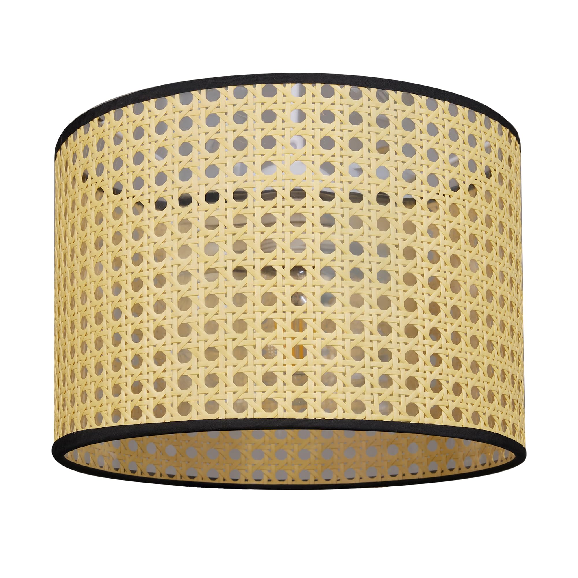 GIGGI 10" Rattan Lampshade with Black Trim, Cylinder Lamp Shade Ceiling Light Shade for Ceiling, Table & Floor Lamps - Modern Home Décor for Living Room, Bedroom, Office