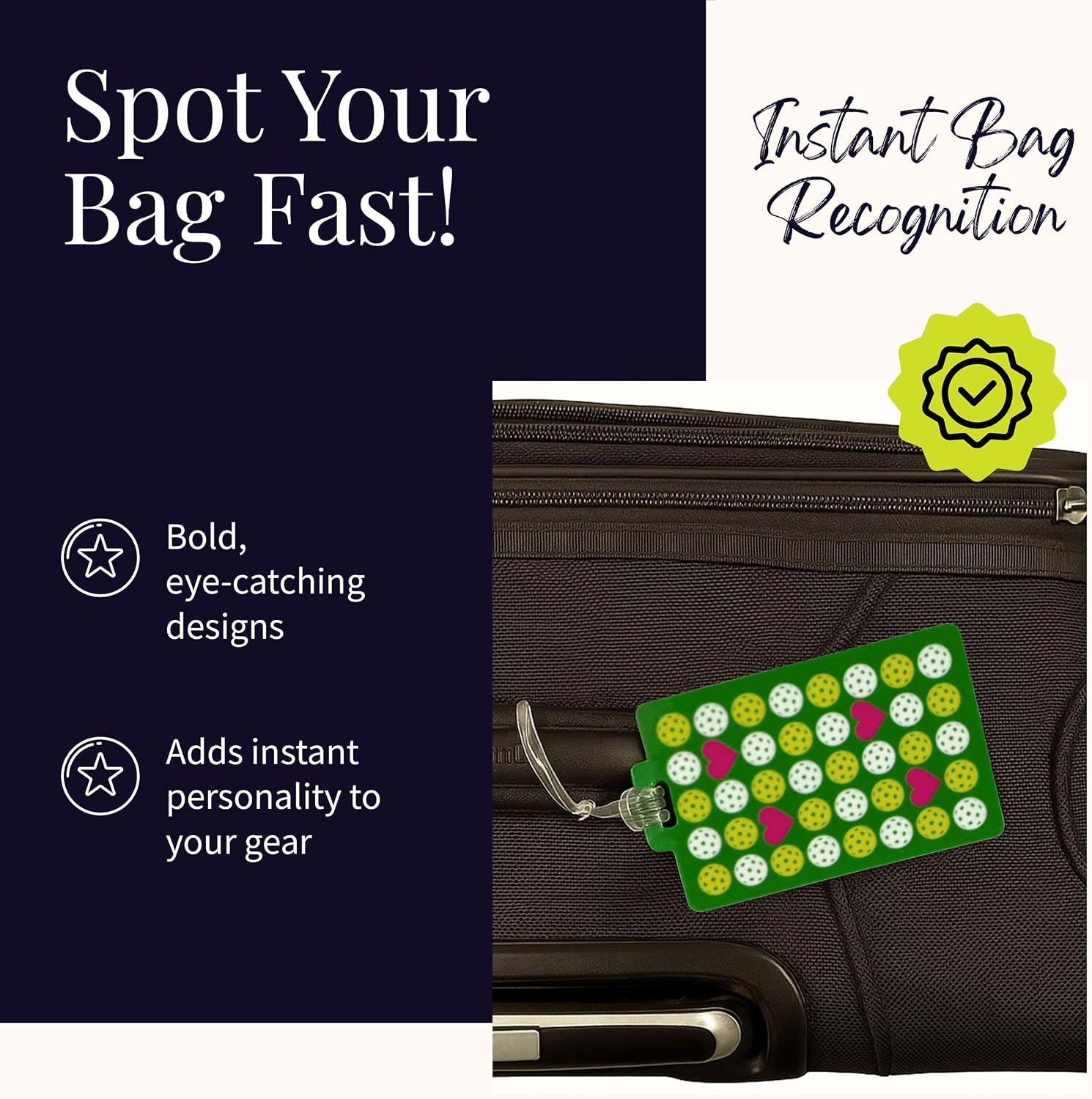 Posh Pickler Pickleball Travel Luggage Tag with ID Card, Pickle Love image 2