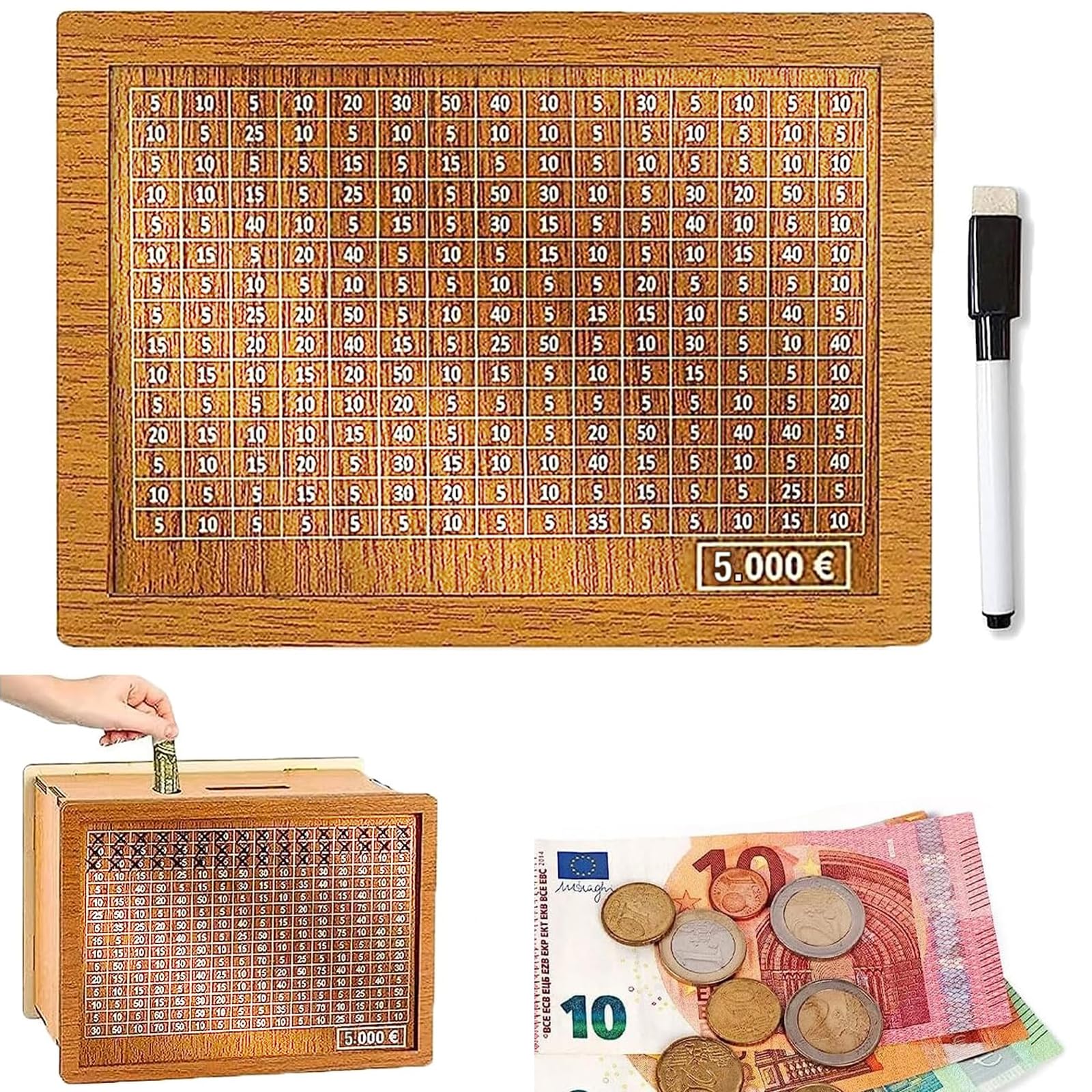 Houten spaarpot, retro spaarpot opbergdoos, spaarpot met stift, spaarpot, herbruikbare spaarpot Houten spaarpot, retro spaarpot opbergdoos, spaarpot met stift, spaarpot, herbruikbare spaarpot