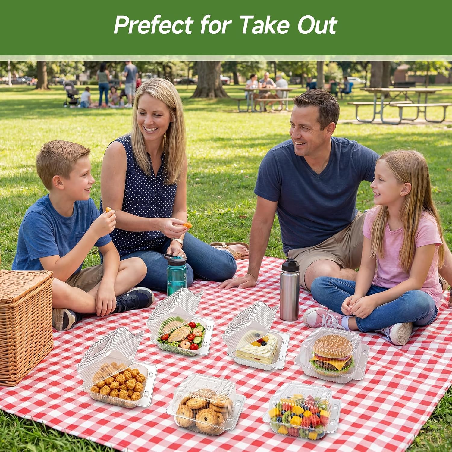 Dealusy 100 Pack Extra Heavy Duty Clear Plastic Clamshell Takeout Containers, Premium Disposable Food Containers with Lids, Plastic Hinged To Go Boxes for Hamburger, Cake, Dessert, Salad, Sandwich