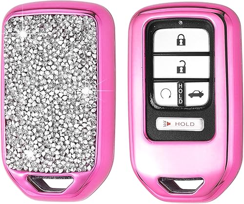 Miniatura 1 de Royalfox TM - Funda para llave inteligente con cristales de diamantes 3D brillantes en 3D para Honda Jade HR-V CR-V Accord Crider Vezel Civic Greiz