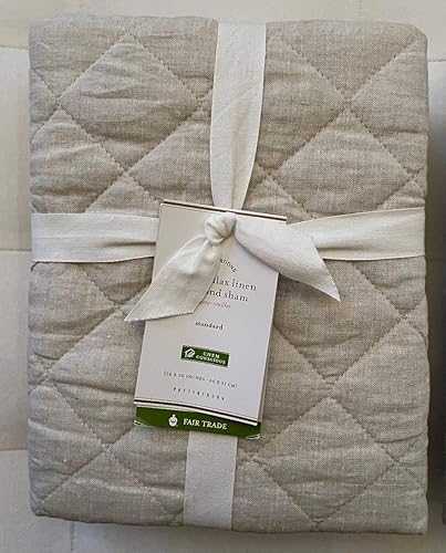 Miniatura 3 de Pottery Barn Fundas estándar acolchadas con diamantes de lino belga * Juego de dos* Lino