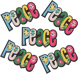 DECHOUS 刺繍アップリケ 平和シンボルパッチ 5枚セット 衣類のDIY修理用パッチ シャツ ジーンズ バックパック装飾用