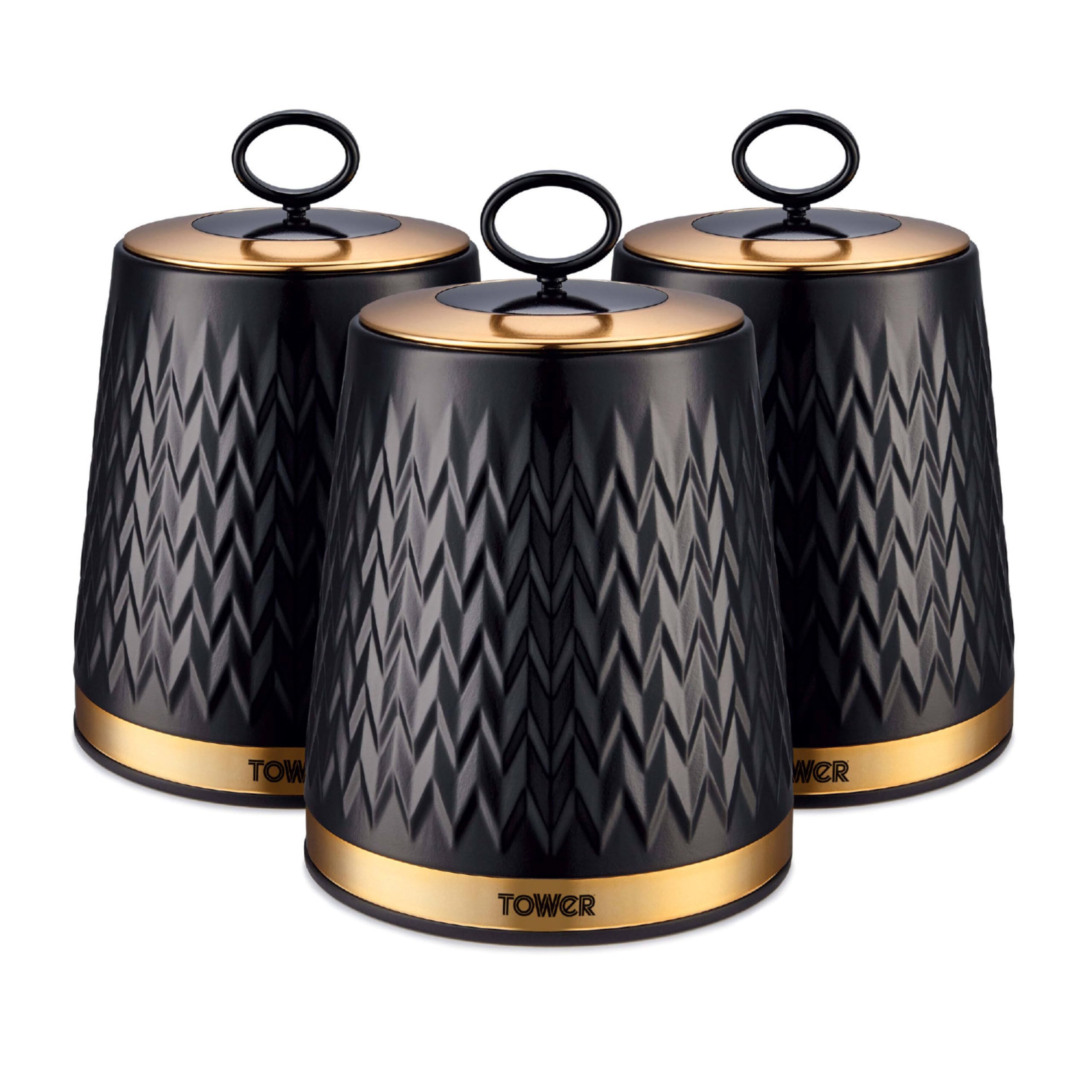 Tower Empire Set Of 3 Canisters - Black