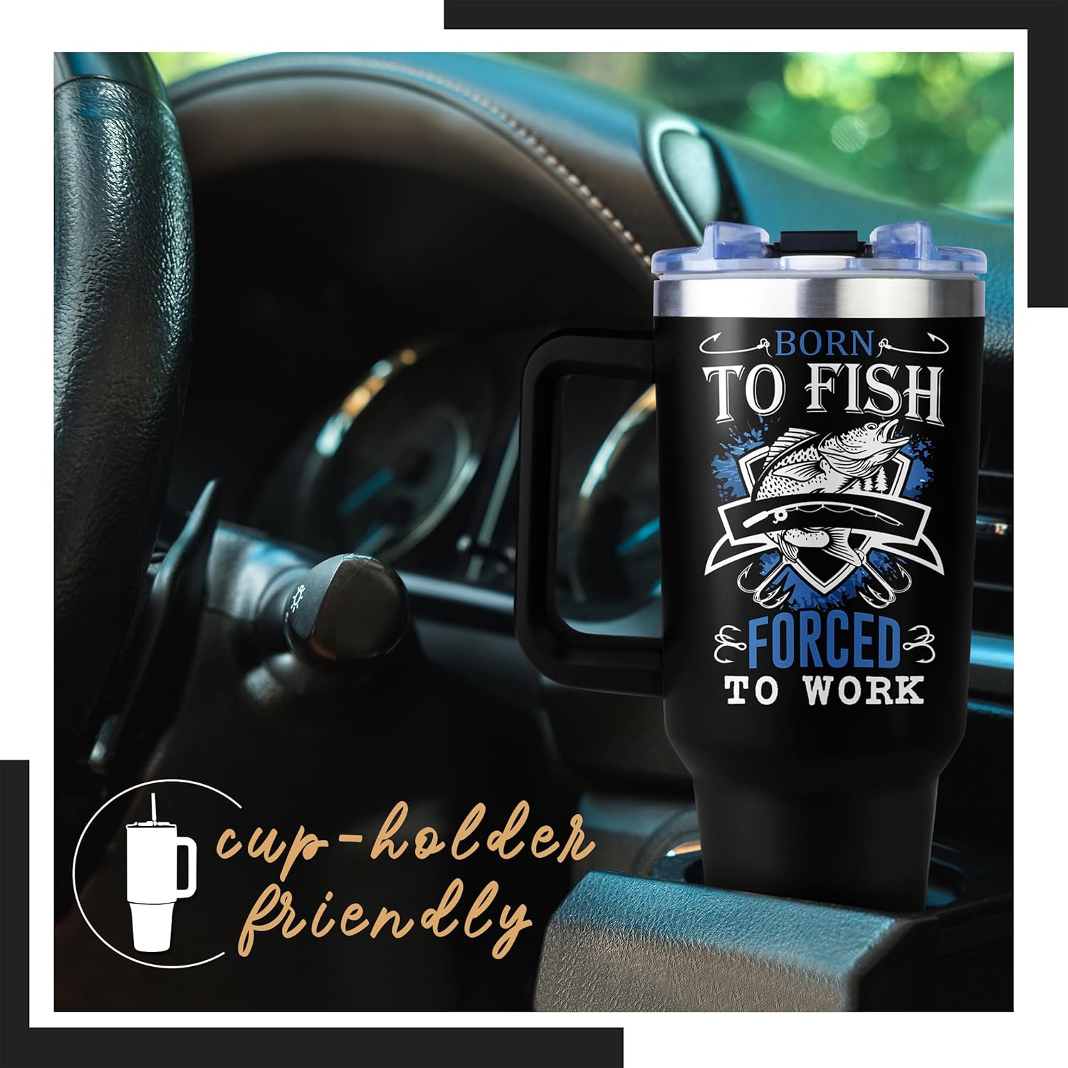 40oz Tumbler with Handle and Straw, Funny Fishing Gifts for Boys/Women/Men Unique, Mens Fly Fishing Gift, Gifts for Men Who Love Fish, Gift for Fisherman - Image 3
