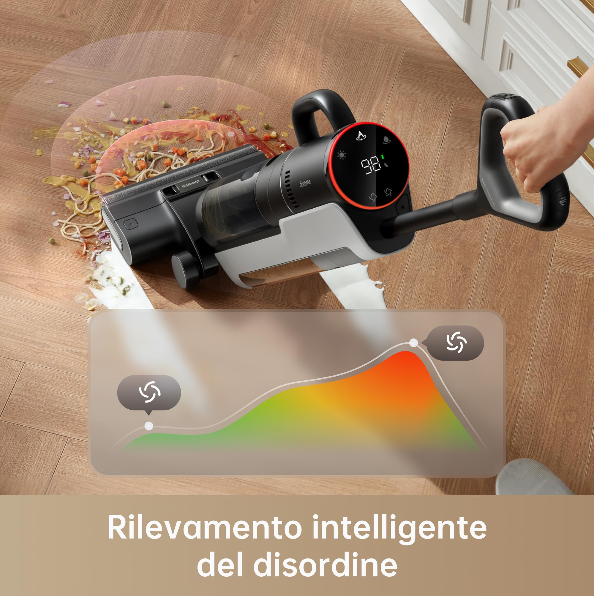 Dreame H12 Dual Lavapavimenti 4-in-1, Aspirapolvere Senza Fili per Superfici Multiple, Pulizia dei bordi, Autopulizia con Asciugatura ad Aria Calda, Scopa Elettrica, Controllo Vocale