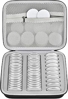 52 Pieces 46mm Coin Capsules with 6 Sizes (20/25/ 27/30/ 38/ 46mm), Coins Holder Collector Case with Foam Gasket and Plastic Storage Organizer for Coin Collection Supplies (Box Only) - Grey Inner