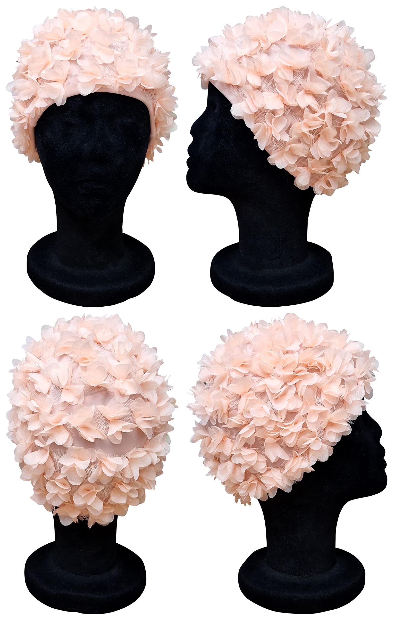 Cappello Da Nuoto Retrò Floreale In Petali 3D Per Donna - Vintage, Monocolore, Taglia Unica Adulti