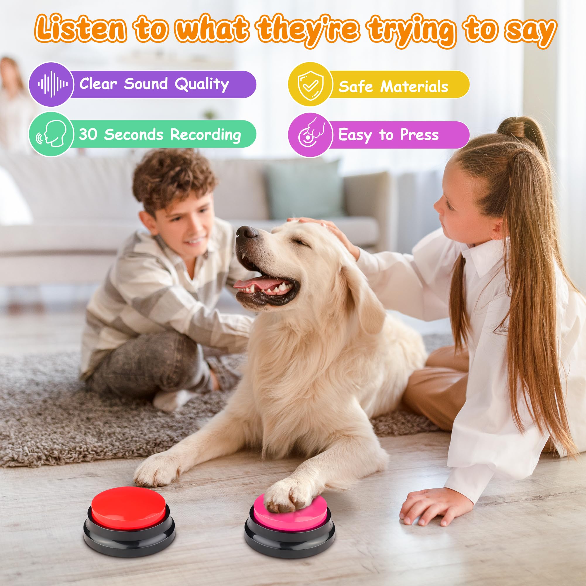 Botones grabables para perros de 6 colores, botones de perro para comunicación, entrenamiento de tu perro/gato para hablar, botones de mascotas que hablan, juego de entrenamiento para perros,