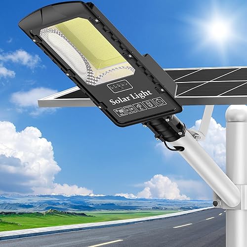 20000W grandes luces de calle solares impermeables al aire libre, IP66 7000K 320  gran angular resistente 40000 mAh del atardecer al amanecer