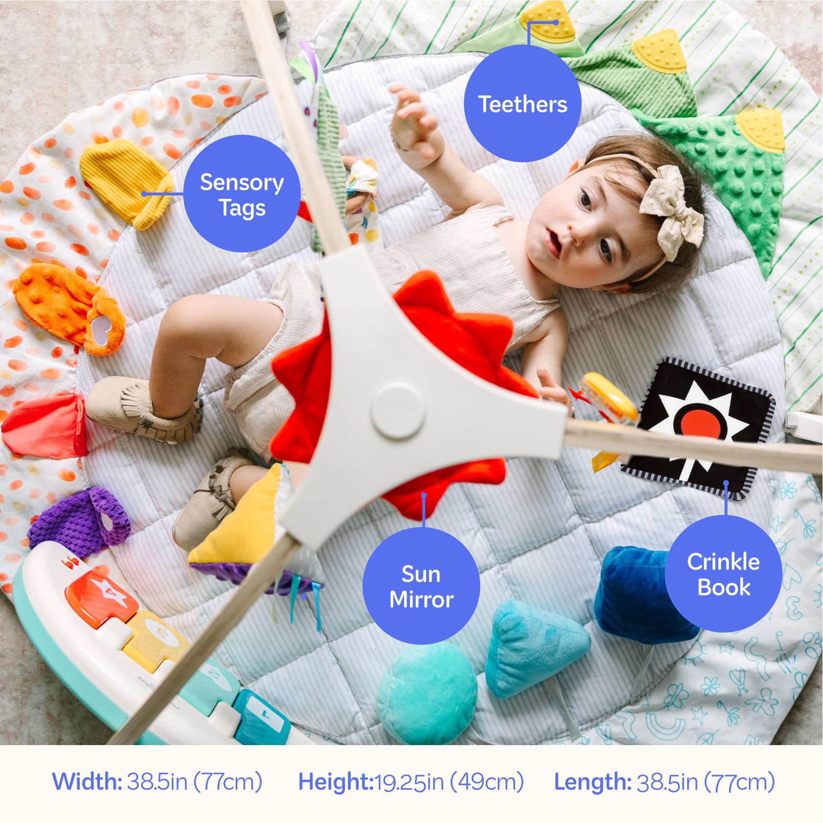 Move2Play, Palestra per bambini ispirata ai Montessori in legno, con pianoforte musicale, tappetino spesso e morbido, centro attività per la pancia, tappetino da gioco per neonati e neonati