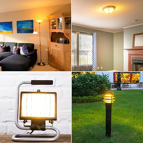 Miniatura 5 de Bombillas R7S, paquete de 5 bombillas halógenas R7S 4.646 in T3 500W 120V, 8300lm tipo J bombilla halógena con larga vida útil, bombilla de doble