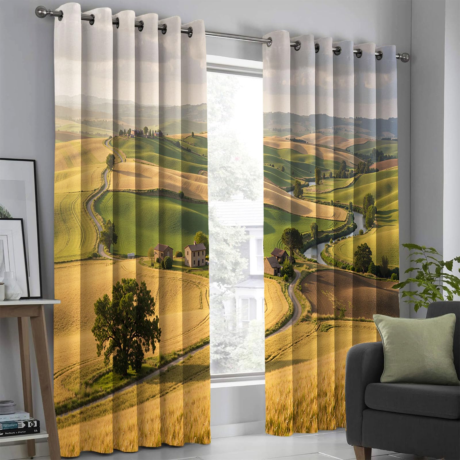 Rideau À Oeillets pour Chambre Cuisine Fenêtre Décoration Paysage Nature