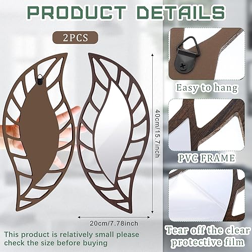 Miniatura 9 de 2 piezas de espejo de pared espejo decorativo montado en hojas espejo moderno elegante decoración de pared para entrada dormitorio sala de estar baño