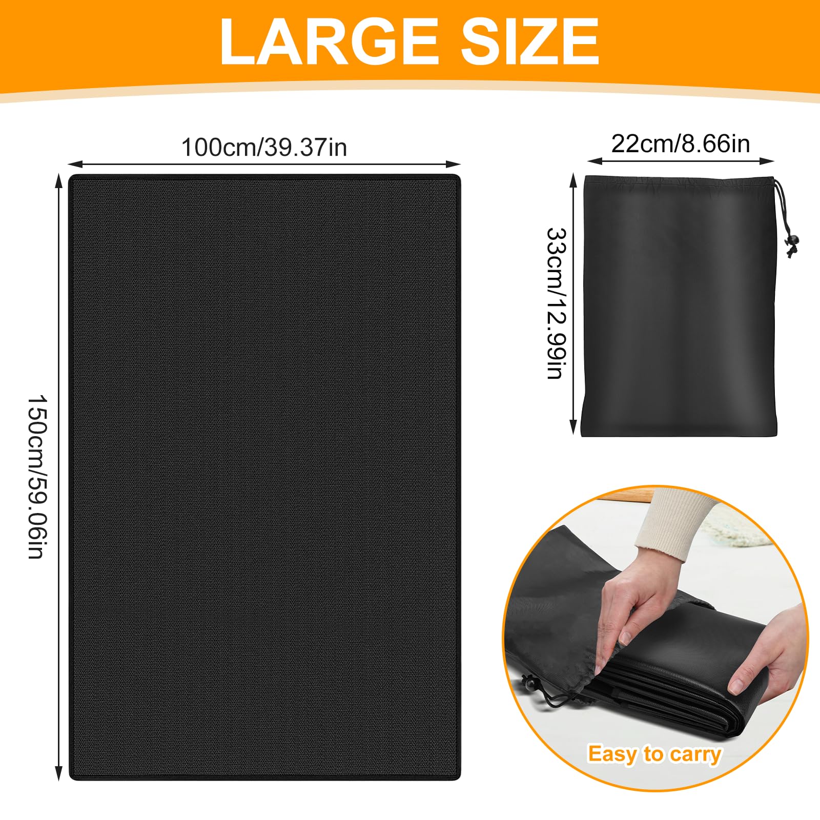 Tapis de barbecue ignifuge 100 x 150 cm en fibre de verre