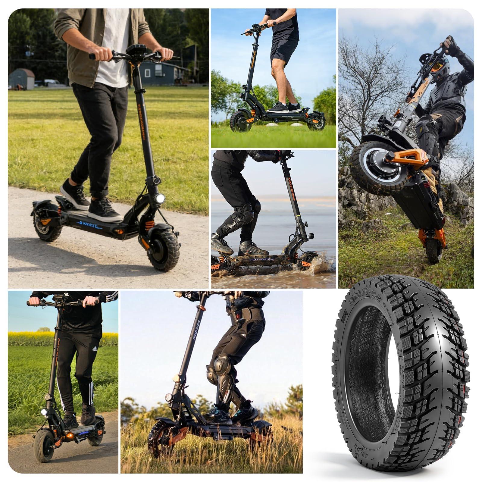 10 x 2,75-6,5 Pneus Tubeless Tout Terrain pour Kukirin G2 Master, 10 Pouces Pneus de Rechange pour Kukirin G3 Speedway 5 Dualtron 3 Gotrax G4 Scooter Électrique Avant/Arrière (2 Pièces)