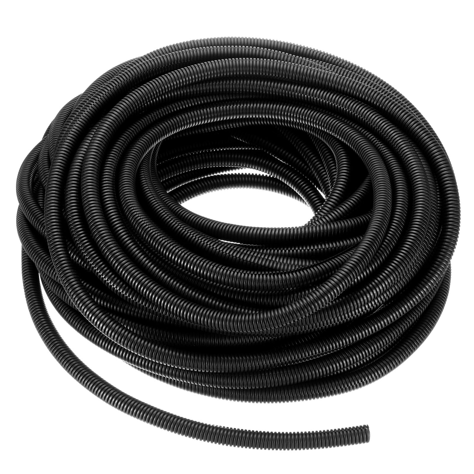 QUARKZMAN 1/2" x 100 Piedi Tubo Flessibile a Spaccare, Guaina a Spirale Protettiva, Condotto a Cavo Spaccato Protettivo, Tubo Protettivo Flessibile Cavi, Copertura Cavi Elettrici, Nero